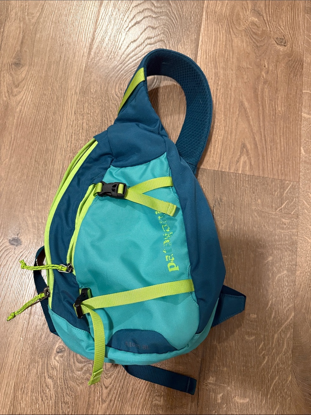 Patagonia Teal, Navy & Lime Sling Pack